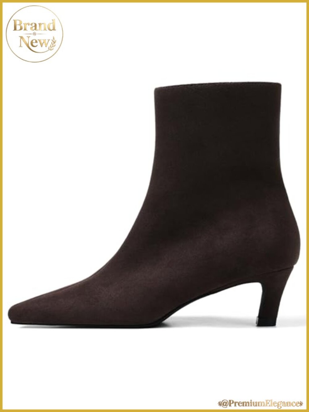Kitten Heel Ankle Boots Suede Square Toe Pull-On Booties for Women